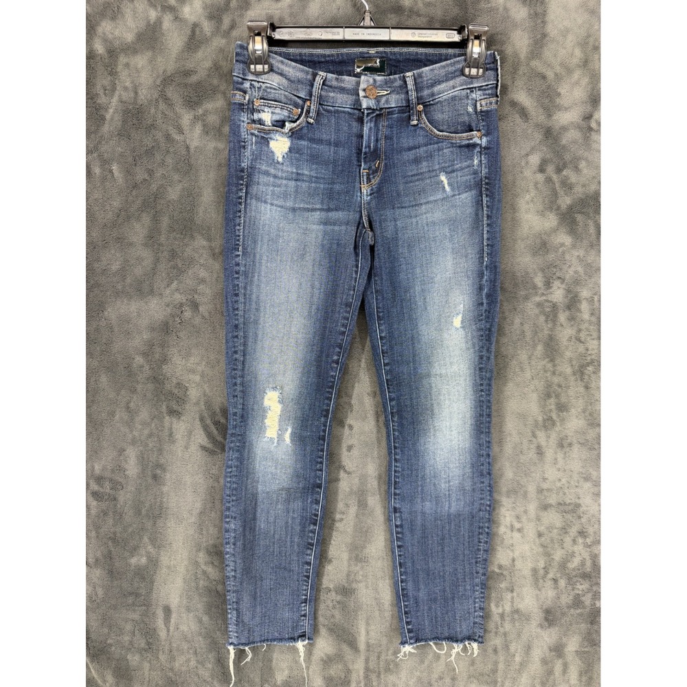 Mother The Looker Ankle Fray Jeans Alley Cat Distressed Skinny 1431A-104 Size 24